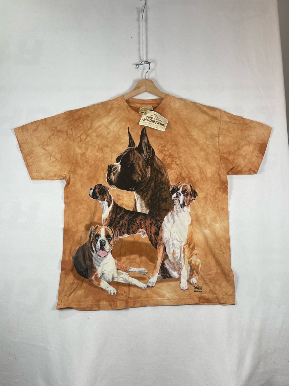 VTG 2000 The Mountain Boxer Dog Tie Dye Brown Barbara Keith T shirt mens Sz XL
